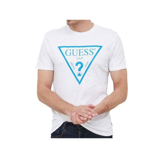 T shirt homme Guess blanc Blanc Cdiscount Pret a Porter