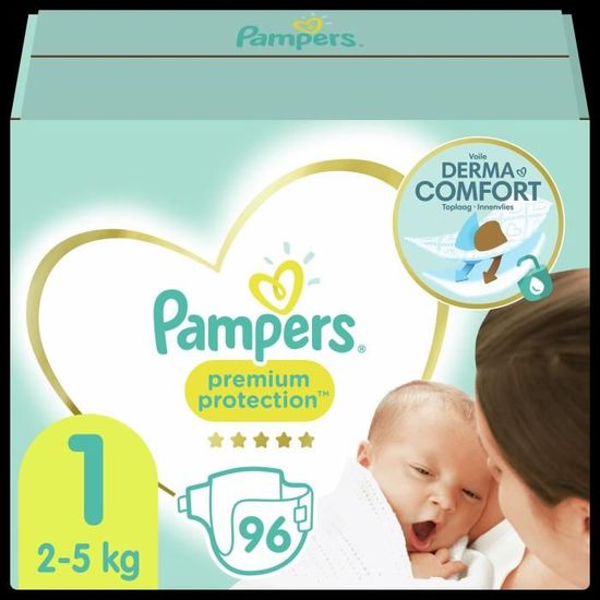 Pampers Couches Swaddlers pour nouveau-nés, taille 1, 96 couches