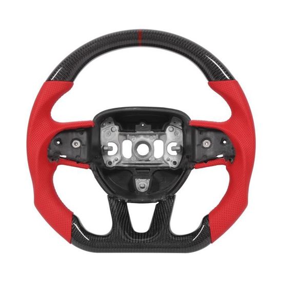 Volant Sport En Fibre De Carbone Et Cuir Nappa Pour VW Golf MK7/7.5 R 2013-2020 - Fond Plat, Coutures Bleues