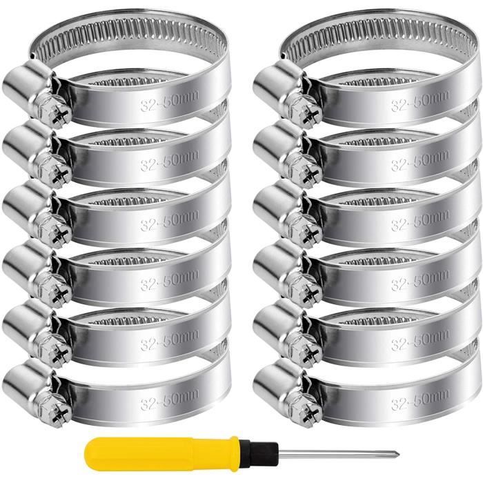 Lot De 12 Colliers De Serrage Carrés Acier Inox 304, 20x30 Mm, Avec Vis - Pour Tubes Carrés Et Profilés