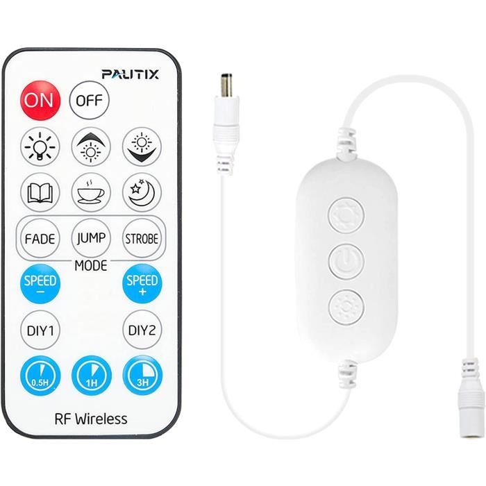 PAUTIX RF Remote Dimmer For Single Color LED Strip Lights – 14-Key WiFi Controller With Voice Control
