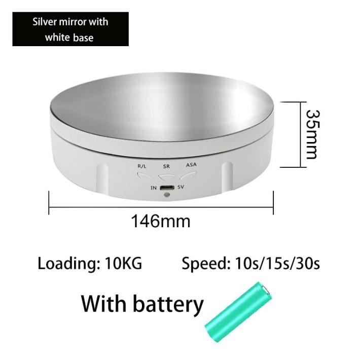 Présentoir Rotatif électrique Avec Télécommande - 2 Plateaux (15 & 22.1 Cm), 3 Vitesses, 10 Kg Max, Pour Photos/vidéos Produits - 10