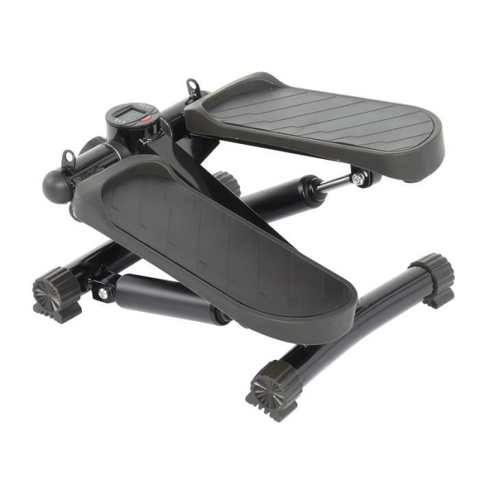 Mini Stepper Machine avec Bandes de Résistance et Affichage - Jambe Fitness Entraînement - 40*33*20cm - Noir