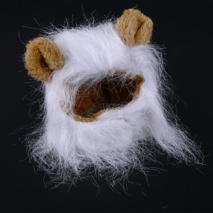 Adorable animal de compagnie chapeau drôle lion crinière perruque chat pour animaux chiot Cosplay Costumes casquettes (blanc)