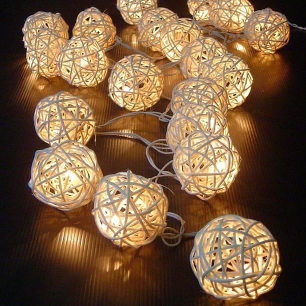 Guirlande lumineuse Mariage 20 LED 2,2M Rotin Boule @duo643