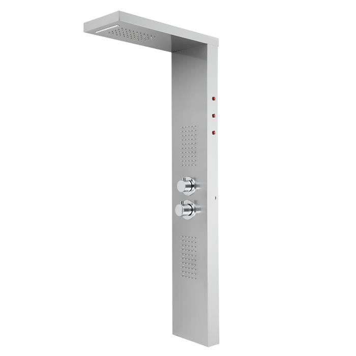 HOMPOT® Écran de douche à température constante à LED en acier inoxydable brossé 22 * 45 * 125cm
