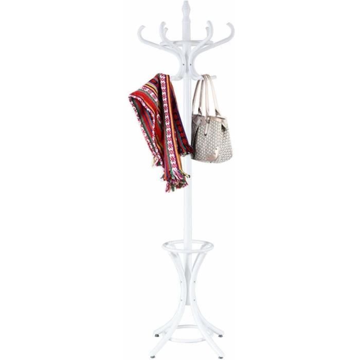 Giantex Porte-Manteau sur Pied en Bois Massif avec 12Crochets, porte-parapluie creux pour Entrée, Chambre, Dressing