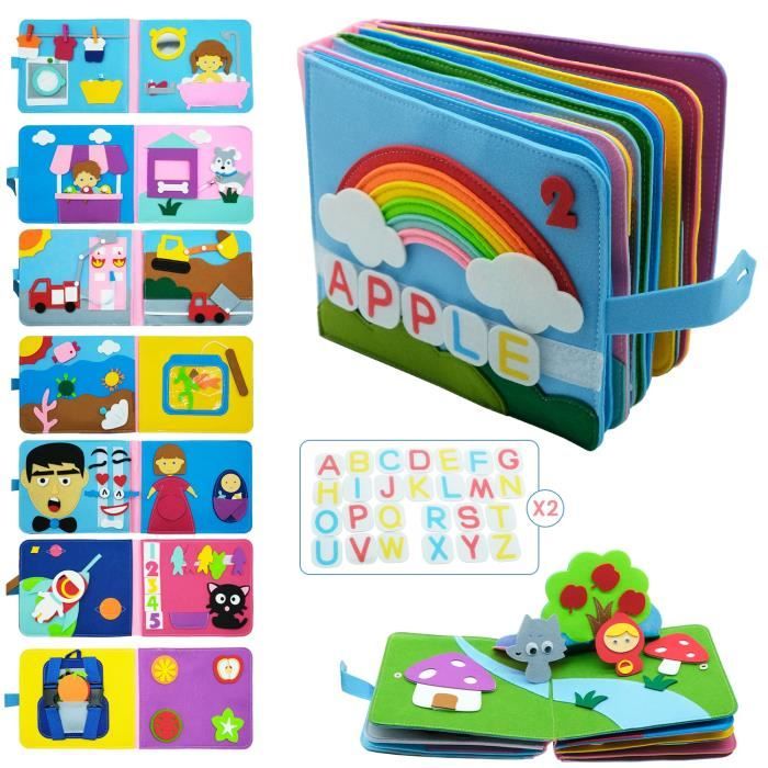 Planche 3D en tissu lavable Montessori pour tout-petits, livre en tissu pour histoires de bébé, apprentissage précoce