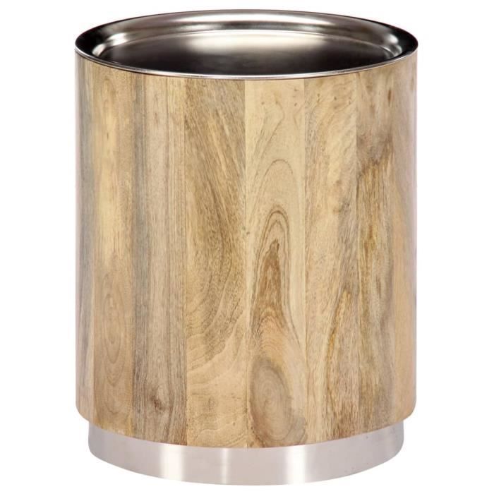 DEX-Table Basse-Table d'Appoint-Table de Chevet en Bois de Manguier Fabrication à la Main Style Industriel 38 x 45 cm-Style
