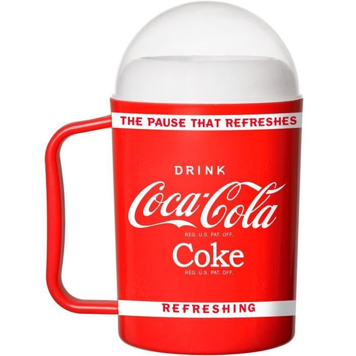 Coca-Cola Coke 36-1C-003 Mug Verre à granité magique Coca Avec couvercle et paille cuillère Rouge blanc et transparent D9 x H17 cm