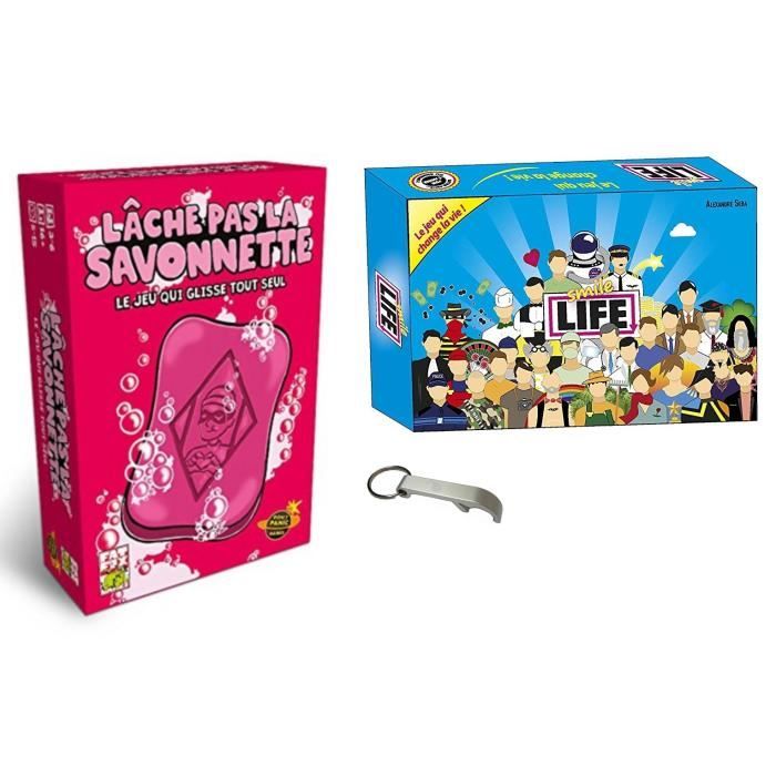 Lot de 2 jeux Français Lâche pas la savonnette + Smile Life + 1 Décapsuleur Blumie