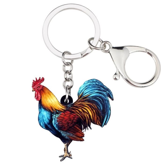Acrylique Floral Poulet Coq Porte-clés Anneau Porte-clés Bijoux Animaux Pour Femmes Filles Ba
