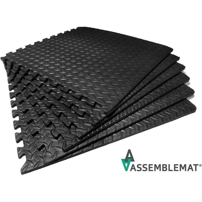 Assemblemat Tapis de Protection de Sol 60 x 60cm Tapis de Fitness Dalles en Mousse + 2 Bordures Matelas Puzzle Tapis de Fitness pour