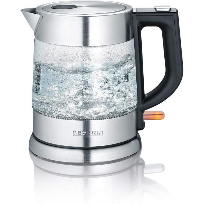 Severin WK 3468 1L 2200 W Noir, Acier inoxydable, Transparent – Bouilloire Electrique 2200 W, courant alternatif)