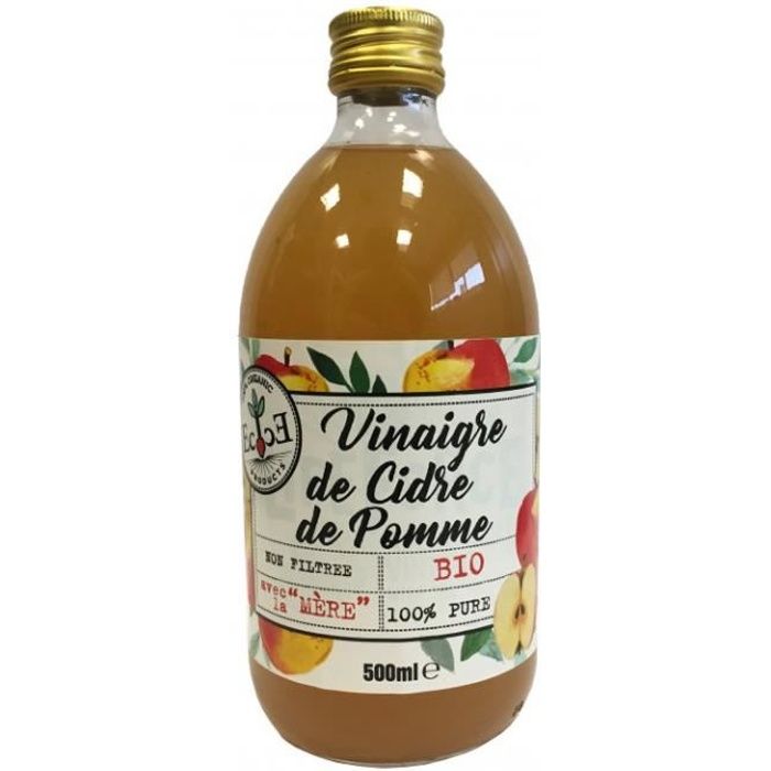 Vinaigre de cidre de pomme pure non filtré avec la mère 0.5l - Ecovinal