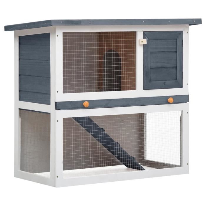 Clapier cage à lapins rongeurs poulailler pour petits animaux de compagnie large d'extérieur Marron et blanc 90 x 45 x 80 cm Bois 17