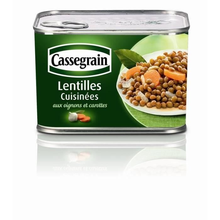 CASSEGRAIN - Lentilles Cuisinées Aux Oignons Et Carottes 460G - Lot De 4