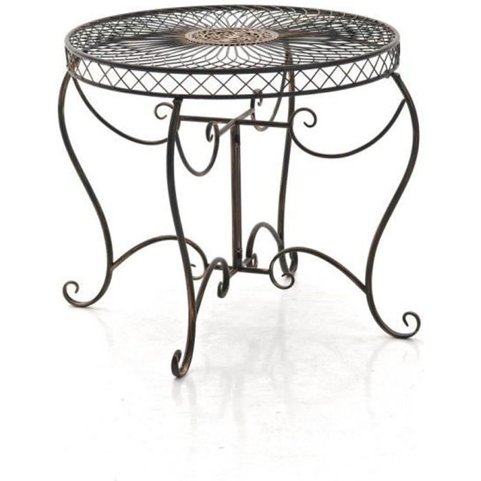 CLP Table ronde de jardin faite à la main SHEELA, table de design en fer forgé au style nostalgique, diamètre Ø 88 cm, 6 couleurs...