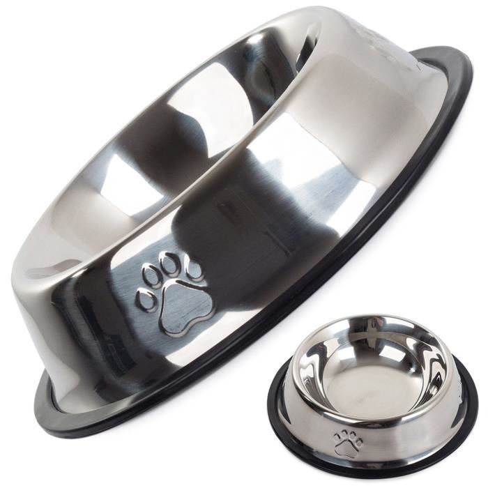 H-basics 2x gamelle pour chien en inox gamelle nourriture bol antidérapant