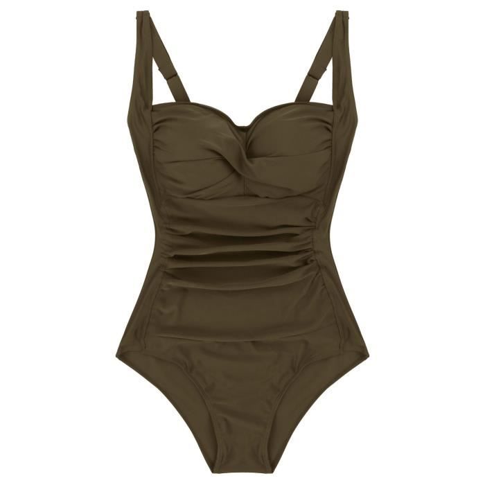 Freebily Femme Bikini Sexy Body Guide Maillots de Bain Femme 1 Pièce Monokini Rembourré Ruched Abdominal Contrôle Triangle M-3XL