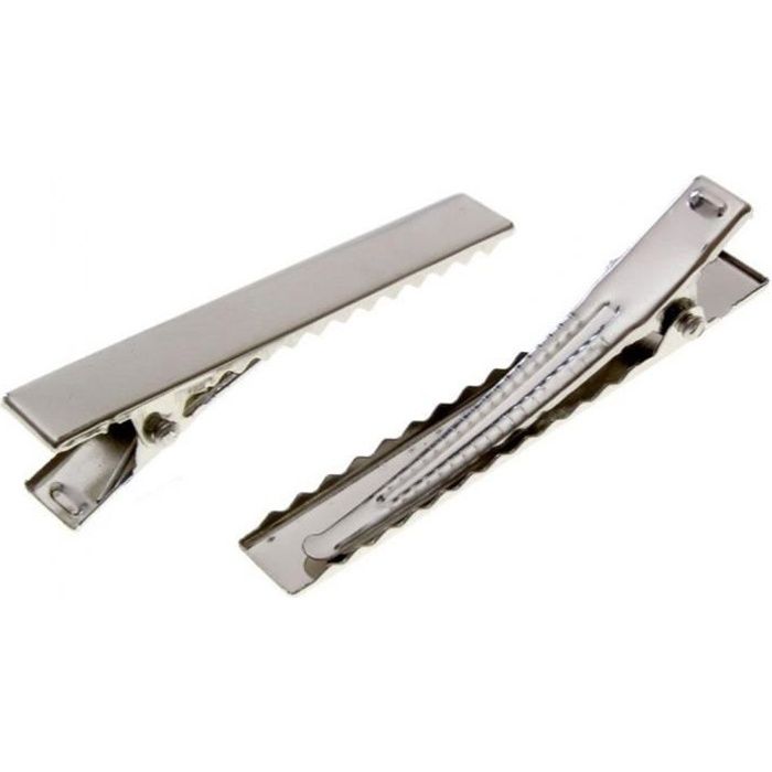 Pince crocodile barrette cheveux 75x8.5mm (10 pièces) Argenté