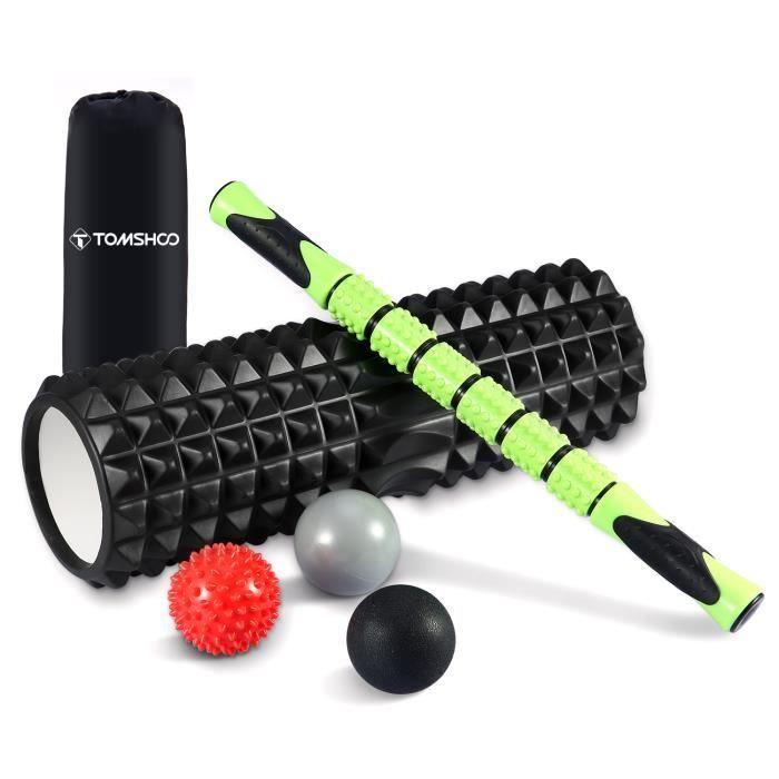 Odoland Kit de rouleau en mousse de grande taille 5 en 1 avec balle musculaire et boules de massage, rouleau en mousse de 18 po d