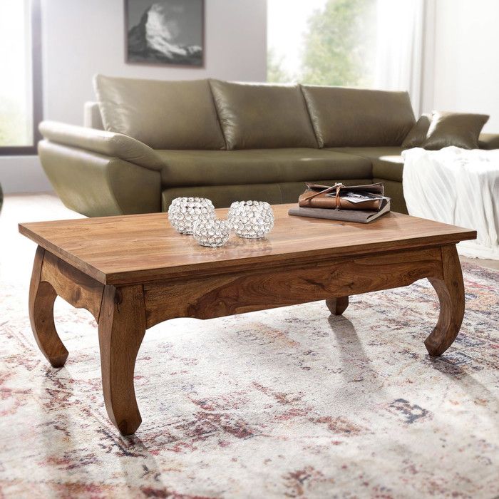 WOHNLING table basse en bois massif Sheesham Table 110 cm de large conception de la table de salle à manger de style campagnard