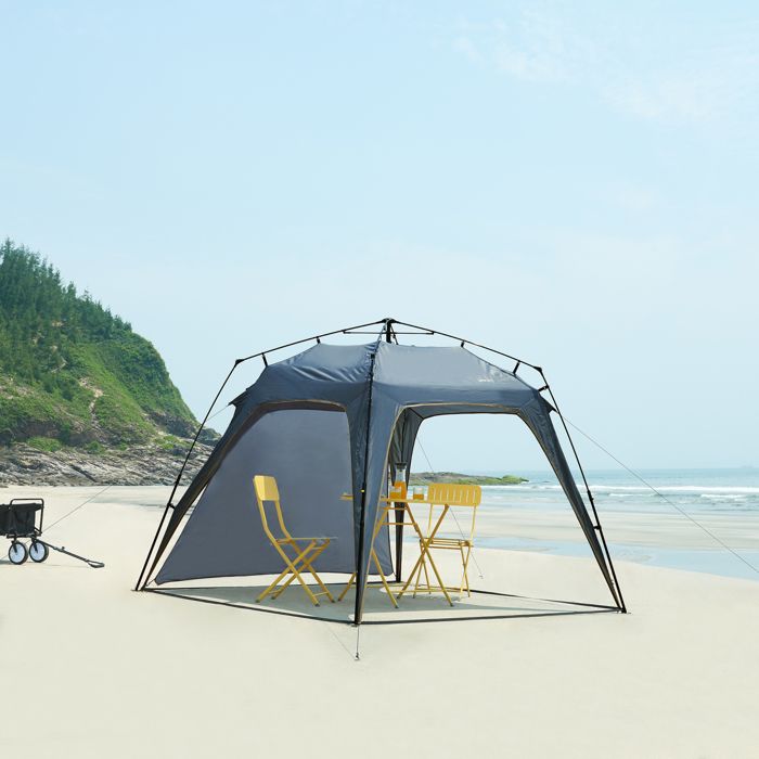 Tonnelle de jardin avec guirlande LED Barendrecht 250 x 250 x 190 cm gris
