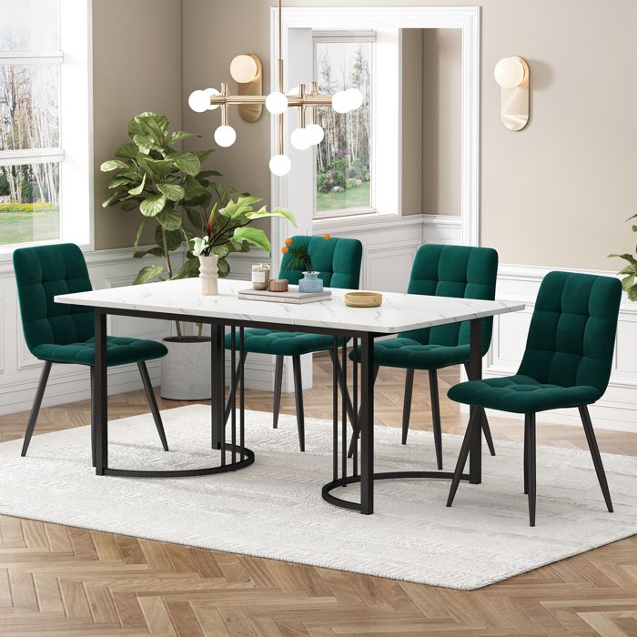 Ensemble Table De Salle À Manger 140×80cm Table De Luxe Avec 4 Chaises