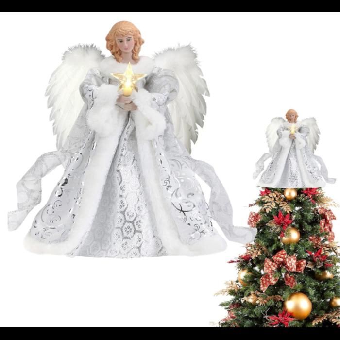 Décoration Cime De Sapin De Noël Ange - Poupée étoile En Tissu Doré/gris (15x15x26 Cm) - Pour Intérieur Et Extérieur - 13