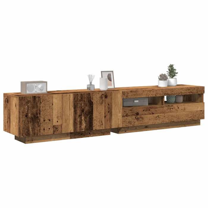 vidaXL Meuble TV avec lumières LED vieux bois bois dingénierie 3329165