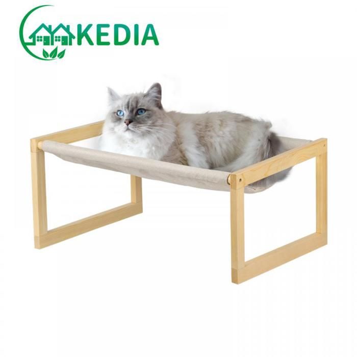 Meilleurs prix pour KEDIA.Lit surélevé en Bois pour Chat, canapé pour Chat, Chaise pour Chat avec Housse de Matelas Amovible 50*40*25cm