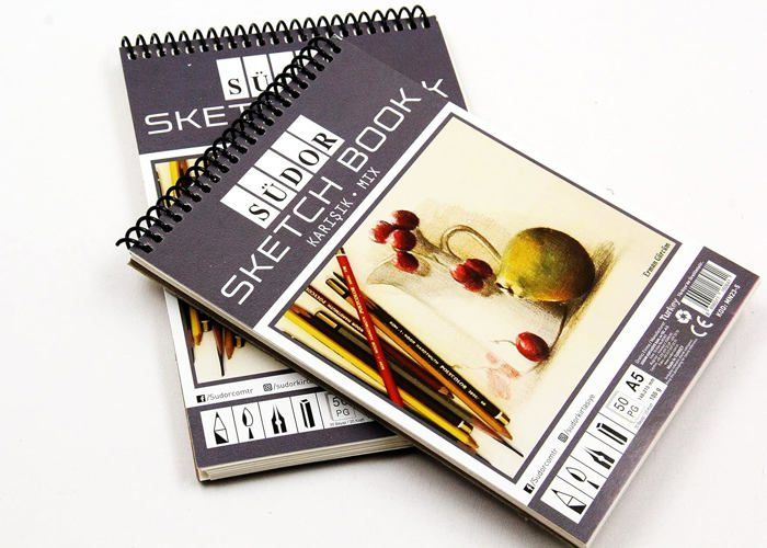 Lot De 3 Carnets De Croquis A5 - 60 Pages Chacun, Papier 120 G/m² Sans Acide - Couverture Kraft, Reliure Spirale - 6
