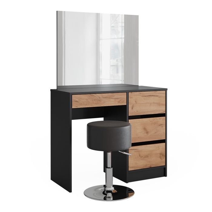 Coiffeuse Sherry 90x140cm avec miroir et tabouret Anthracite/Chêne doré Vicco 52034 Coiffeuse Sherry 90x140cm avec miroir et tabouret Anthracite/Chêne doré Vicco 52034