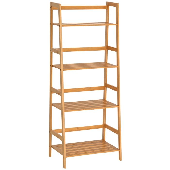 Etagère échelle en bambou - HOMCOM - 4 niveaux bibliothèque style naturel 48L x 315l x 120H cm