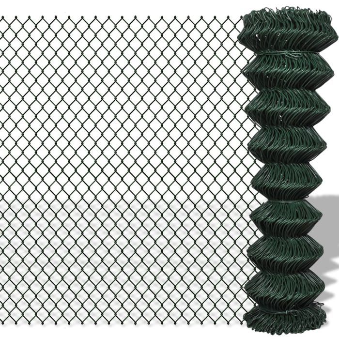 Clôture à mailles-Grillage a Poule losangées Acier 15x25 m Vert