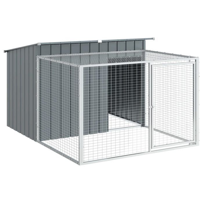 Meilleures Abris - Cage - Niche pour chien avec cour anthracite 153x194x110 cm SSD3958011