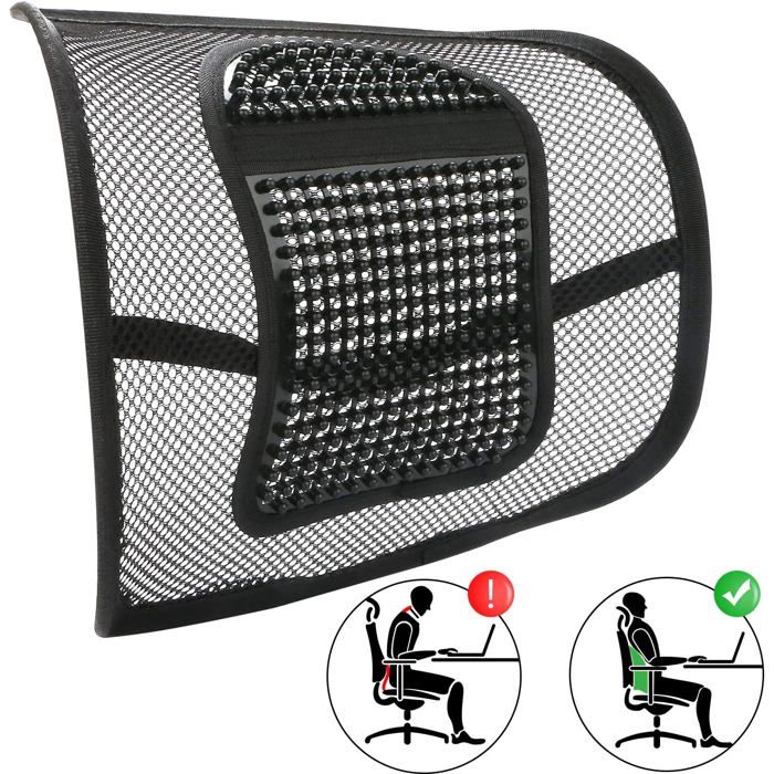 Coussin Lombaire Ergonomique Ywooon - Soutien Dorsal En Mousse Mémoire Haute Densité, Noir