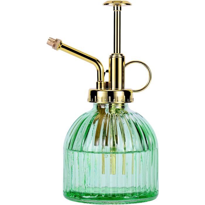 Flacon Pulvérisateur En Verre 200 Ml - Gris Avec Pompe Bronze, Pour Plantes, Brumisateur Décoratif