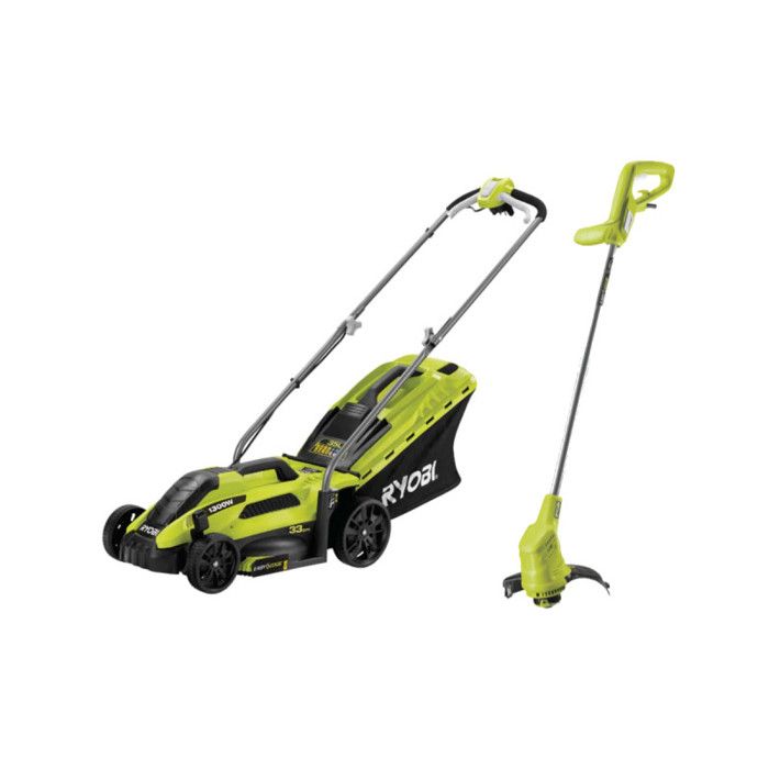 Pack RYOBI Tondeuse électrique 1300W 33cm RLM13E33S - Coupe bordures et dresse bordures 350W RLT3525