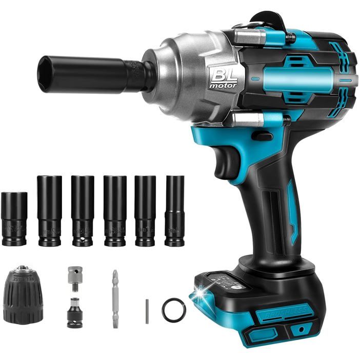 Sans Fil Clé à Chocs Boulonneuse 520N.M 18V Visseuse Tournevis Electrique Multifonction Batterie Fantablau 72590291