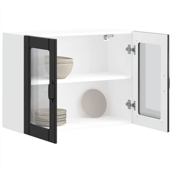“RabaisMeuble haut suspendue - VIDAXL - Armoire murale de cuisine avec porte en verre Lucca noir Août40618