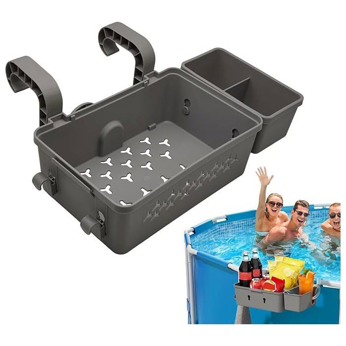 Panier de rangement pour piscine en plastique recyclé avec porte-gobelet
