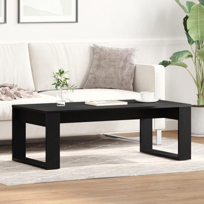 Table basse noire en chêne 102x50x35 cm en bois d ingénierie