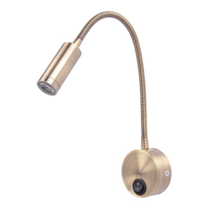 Lampe de lecture lampe de lecture de lit LED avec douille lampe de lecture blanc chaud 3W avec interrupteur Bronze