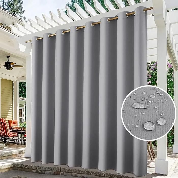 Rideau dextérieur - YYV - Extra large 254x213 cm - Imperméable - Résistant aux intempéries - Protection solaire