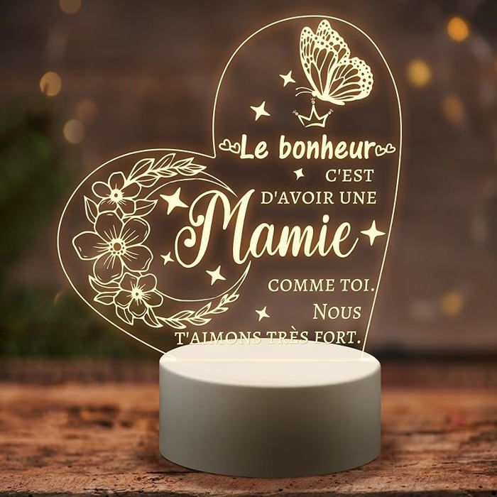 Cadeau Mamie Veilleuse en Acrylique Cadeau Fete Des Grand Mere Original Idee Cadeau Anniversaire Grand Mere Mamie OBJET DECORATIF