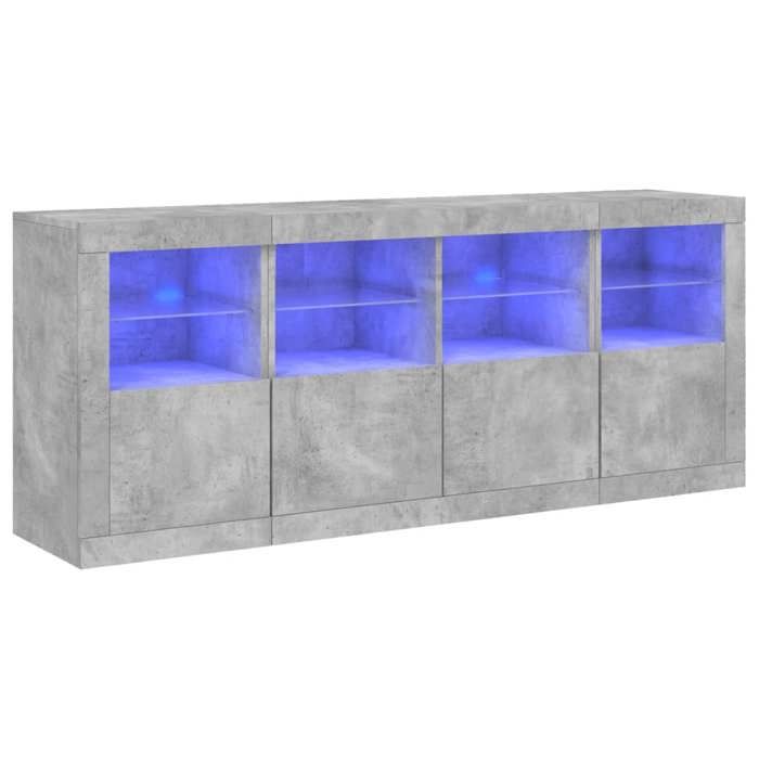 “Winter SaleTOP Armoire/Cabinet à tiroirs Gris - Buffet avec lumières LED gris béton 163x37x67cm PRO32577