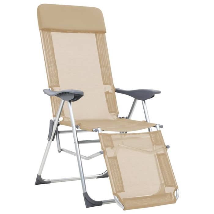 Chaises de camping pliantes - vidaxl - Lot de 2 - Textilène - 58x78x114 cm - Crème - 110 kg par siège