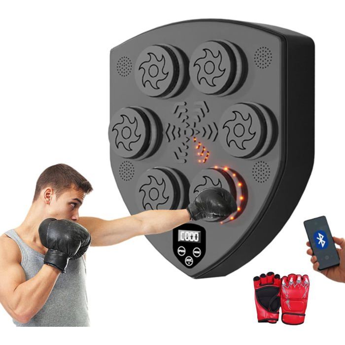 Machine De Boxe Musicale Pour Enfant – 6 Cibles Lumineuses, Bluetooth, 3 Vitesses, écran LED, Ventouses/adhésif – Pour Toute La Famille
